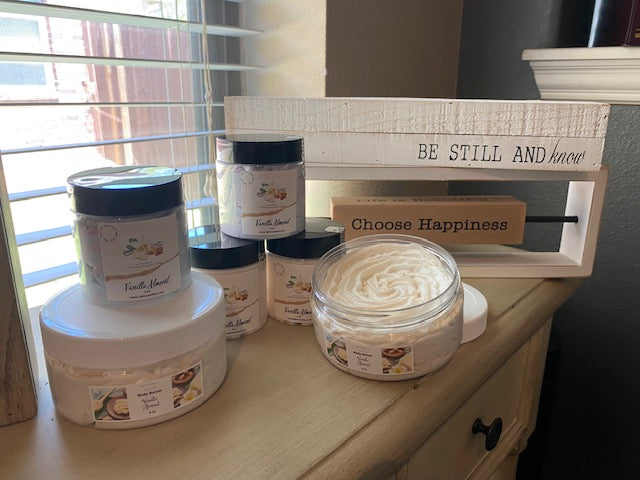 All Natural whipped body creme created with Mango, and Kokum butters and sunflower oil to maximize the moisturizing benefits.  Hand crafted in small batches.